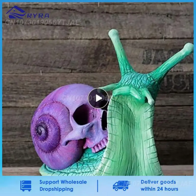 

Halloween Creative Snail Skull Resin Sculpture Product Skull Snail Statue Desktop Crafts Gothic Garden Home Decoration Accessory