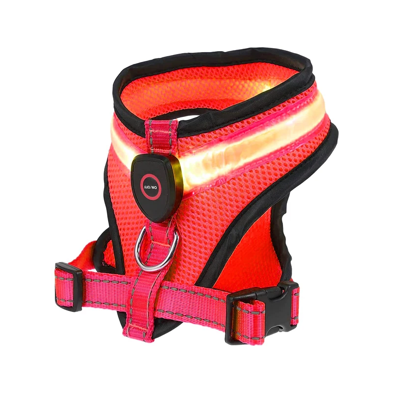 Benepaw LED Light Dog Harness USB Rechargeable Reflective Adjustable Mesh Soft Padded Pet Vest for Small Medium Dogs |