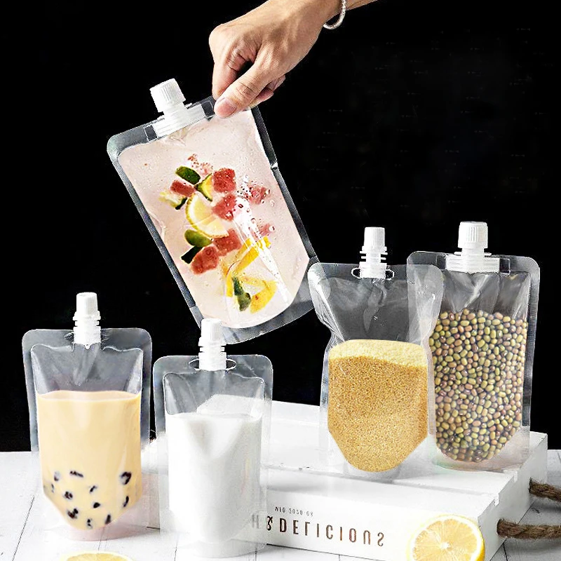 

Transparent Plastic Spout Pouch Bag Plastic Taper for Food Maternity Packages Reusable Freezer Bag Storage Organizer For Kitchen