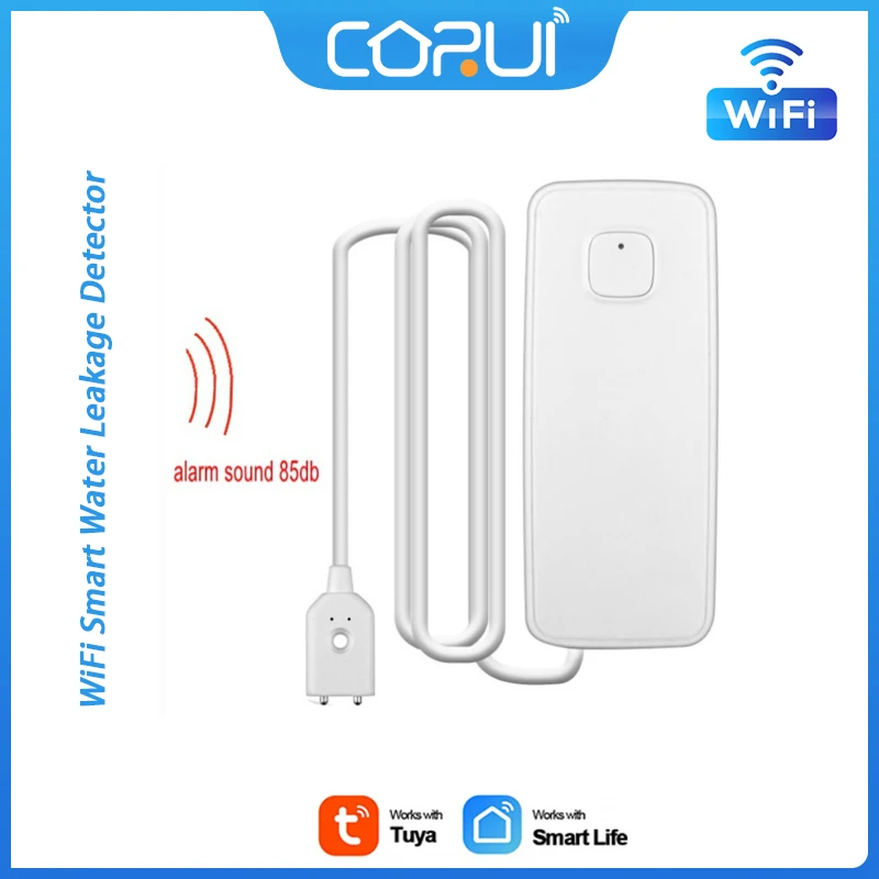 

CoRui Tuya WiFi Smart Water Leakage Detector Water Immersion Alarm Sensor For Kitchen/Toilet/Living Room APP Remote Control
