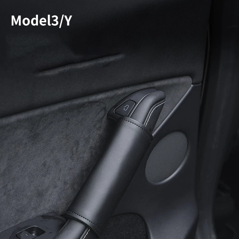 

4 pcs Door inner handle Protective leather sheath for Tesla Model 3 Interior protection for Tesla Model Y 2019-2022