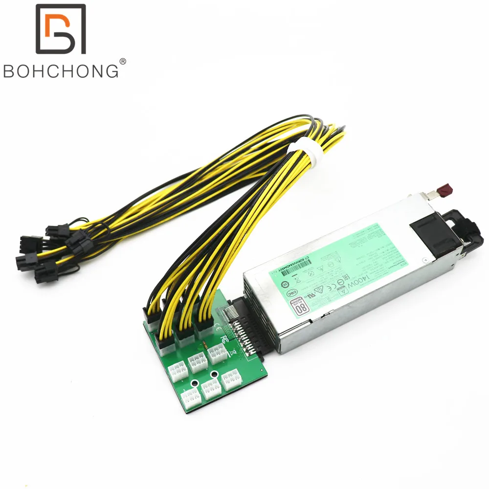 12 портов 6Pin GPU PCI-E 800 Вт 1400 Вт 1600 Вт PSU коммутационная плата и 12 шт. 16AWG кабелей для HP HSTNS-PL62 HSTNS-PL41 DPS-1400CB