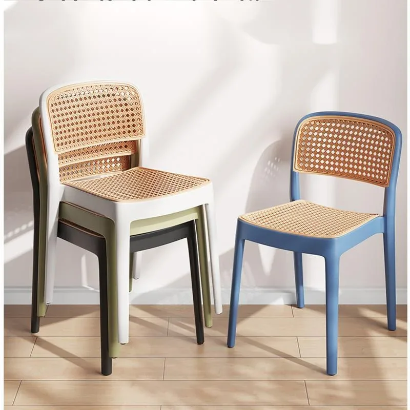 Утолщенные обеденные стулья пластиковый стул из искусственного ротанга для