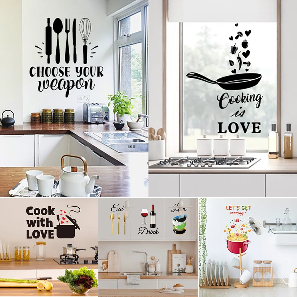 

Kitchen Sticker PVC Frosted Self Adhesive Restaurant Wall Decoration Stickers