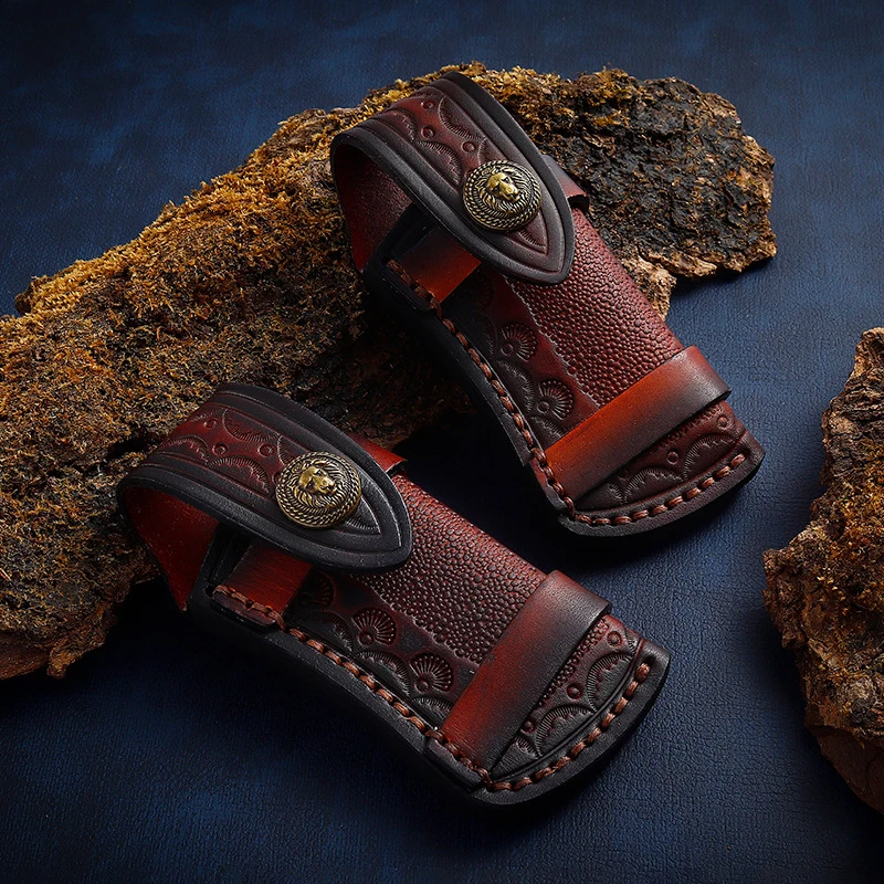 

Cowhide Fold Outdoor Knife Leather Sheath DIY Tool Scabbard Outdoor Straight Pocket Sheath Cover Pants Protector Bag