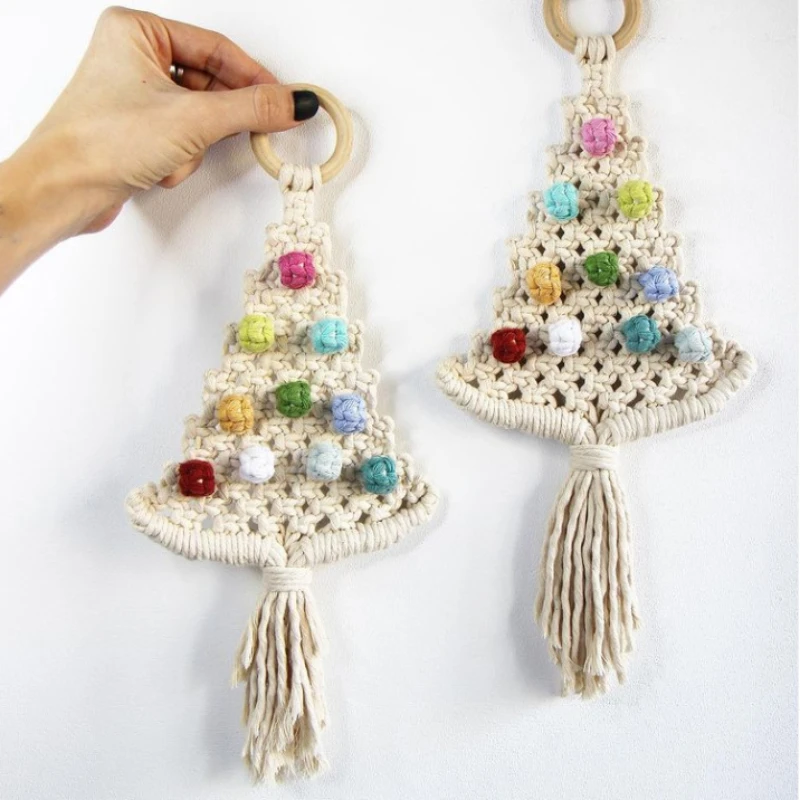 Ins Woven Cotton Rope Christmas Tree Ornaments Pendant Tassel Ornaments Children's Room Holiday Dress Up Ornaments Christmas