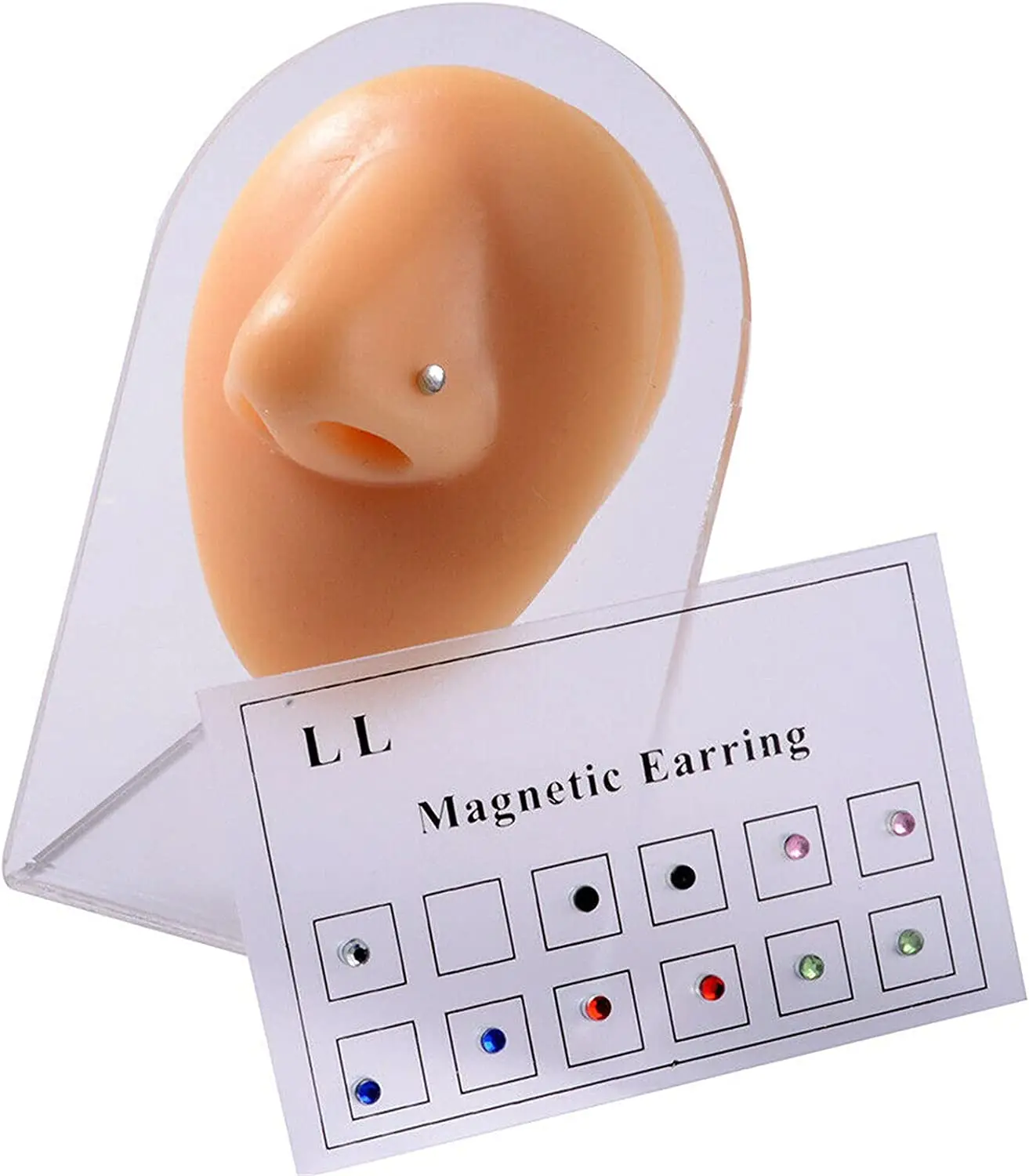 

12pcs Crystal Magnetic Stud Earring Magnet Nose Ear Lip Stud Non Piercing Women Men Steel Crystal Fake Nose Lip Ring Clip Nose