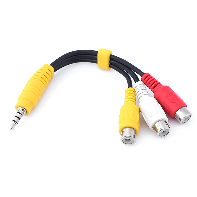 1pcs 3.5mm Aux Male Stereo  Female Audio Video AV Adapter Cable to 3 RCA for High-Performance Video and Audio Playback