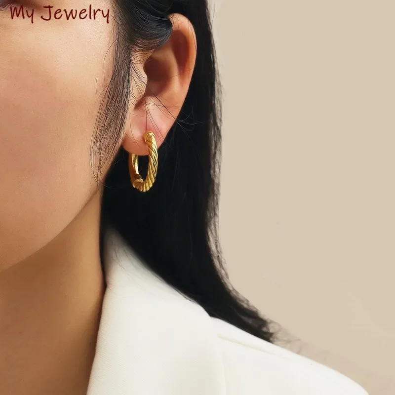 Глянцевые модные серьги из нержавеющей стали Twist CC ювелирные изделия роскошные