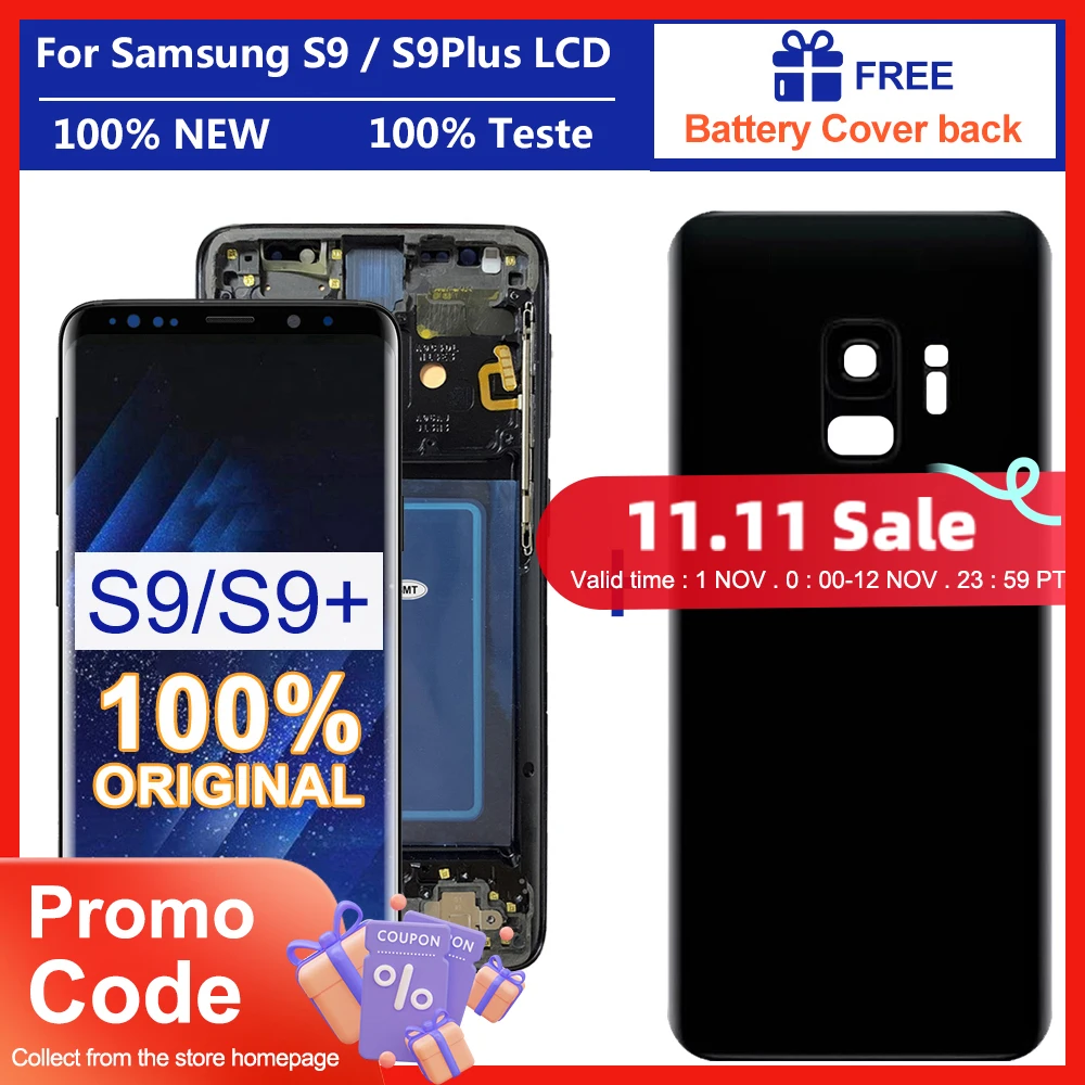 Tanie Oryginalny SUPER AMOLED Zamiennik Dla SAMSUNG Galaxy S9 LCD Ekran Dotykowy Digitizer Z Ramką S9 Plus LCD G960 G965 Digitizer
