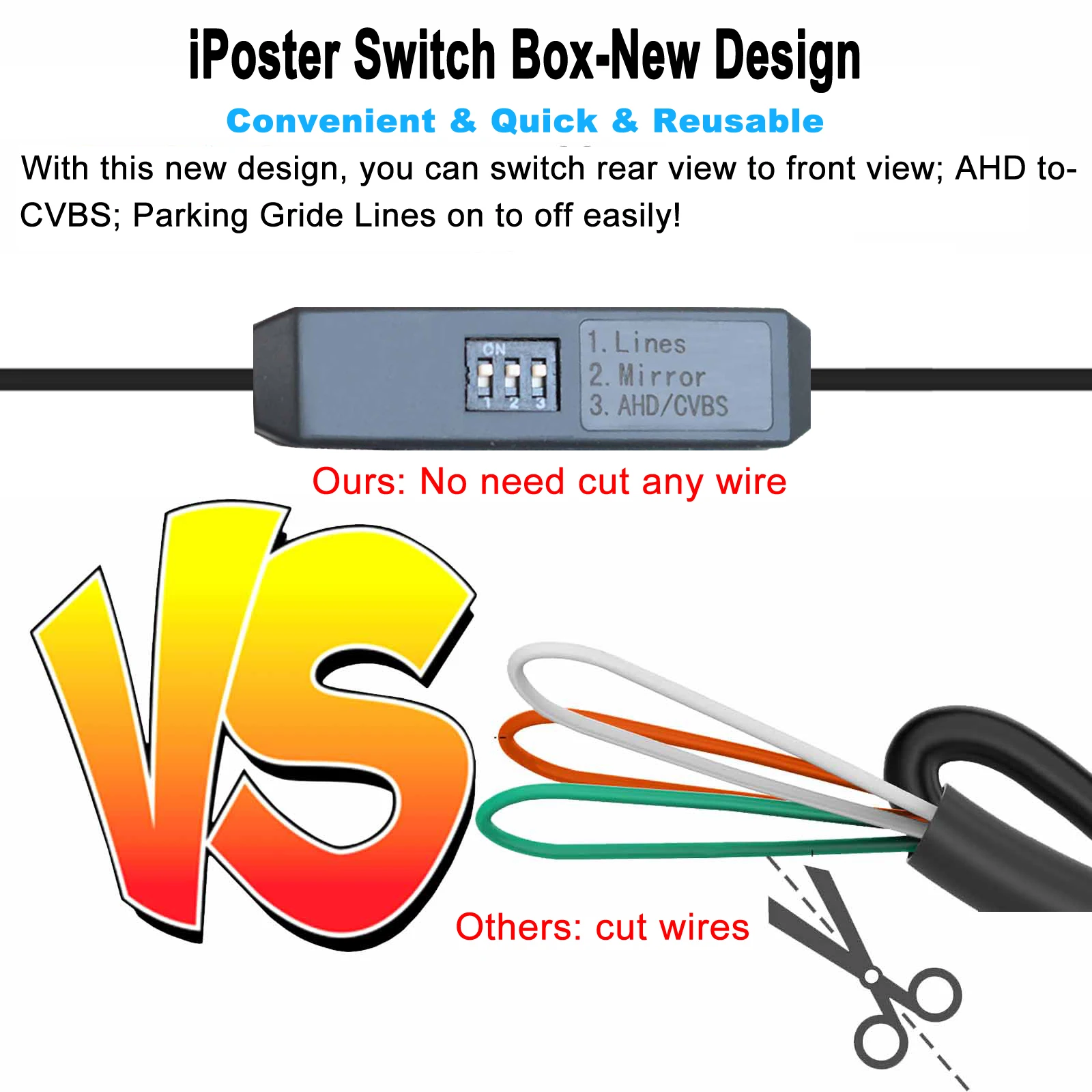 Поворотная камера заднего вида AHD/CVBS 12 В