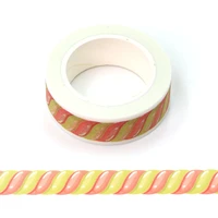 1 pcs decorative yellow and red candy paper washi tapes for bullet journal adhesive border masking tape cute stationery