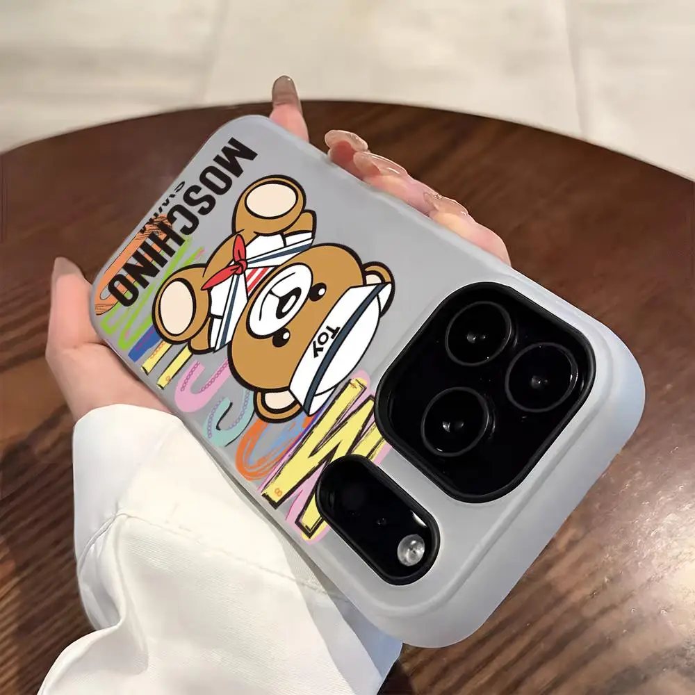 Фото Чехол для телефона M-Moschino Fashion LOGO для iPhone 17 Air 16 E 15 14 Plus 13 12 11 Pro Max 2, мягкий матовый, прозрачный, цвета конфет, желеобразный, 2-слойный №2