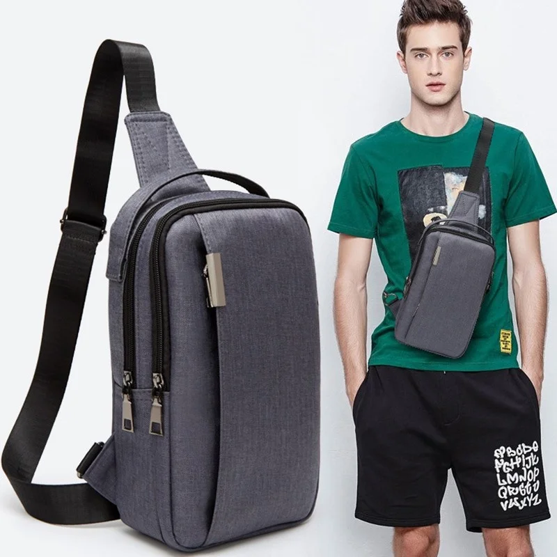 Men Chest Shoulder Bag Anti Theft Man Bag Crossbody Backpack Canvas Bag Travel Pack Messenger Pack For Male