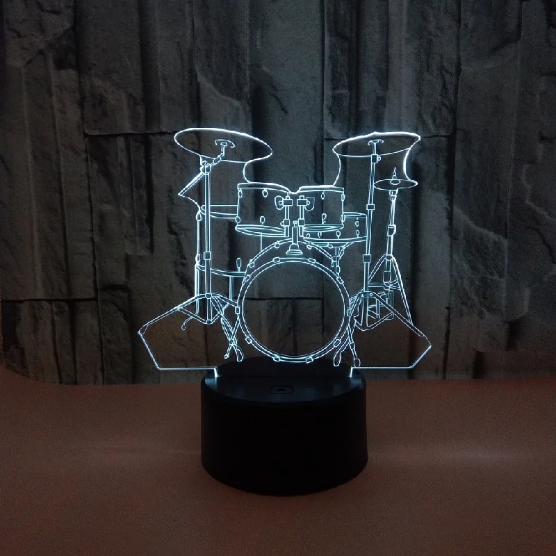 

Music Acrylic Table Lamp Touch 3D Lamp Drum Kit Home Room Decoration Led Lamp Creative Night Lamp Festival Gift