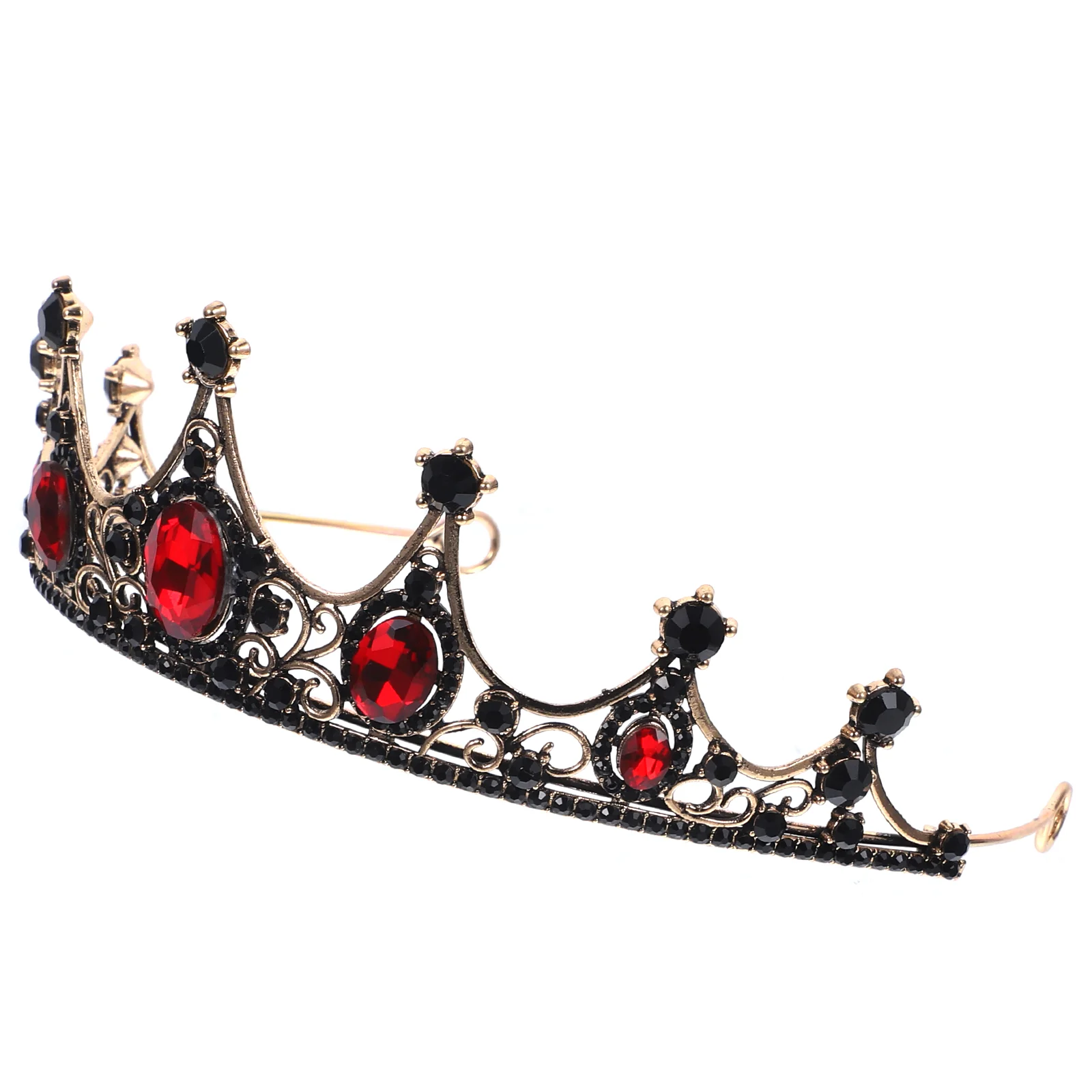 Свадебные аксессуары для волос Черная корона Красные стразы Свадебная одежда