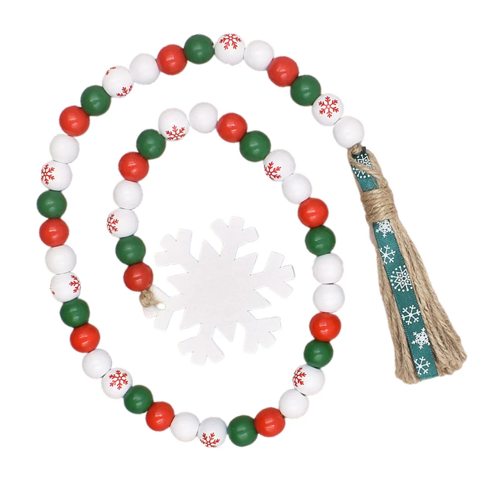 

Xmas Tassel Wooden Bead Garland Wooden Beaded String Ornament Christmas Adorn