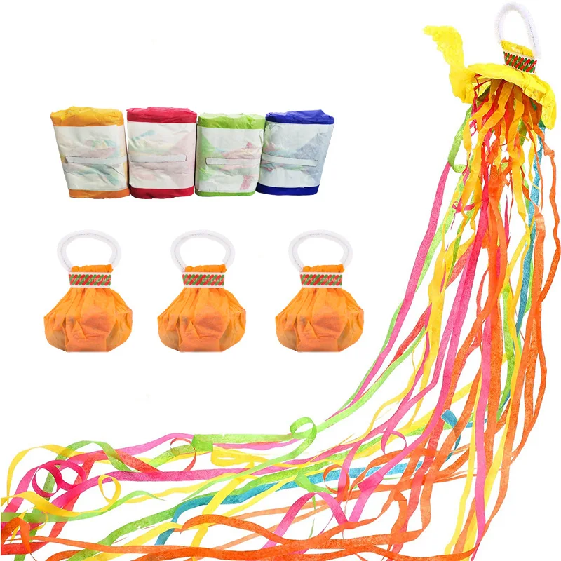 4Pcs Colorful Hand Throw Streamers Romantic Color No Mess Party Streamer Wedding Popper Hand Throw Confetti for Birthday