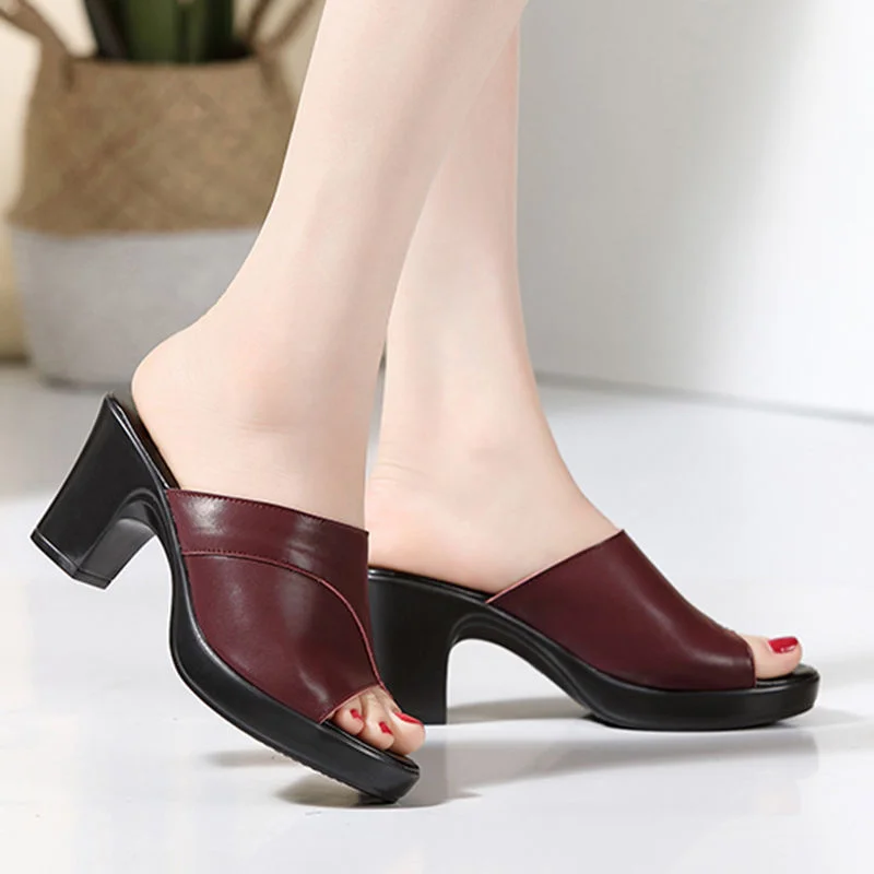 

New Women's Summer Outdoor Cool Sandals Female Solid High Heels Anti Slip PU Slippers Ladies Fashion Beach Slippers