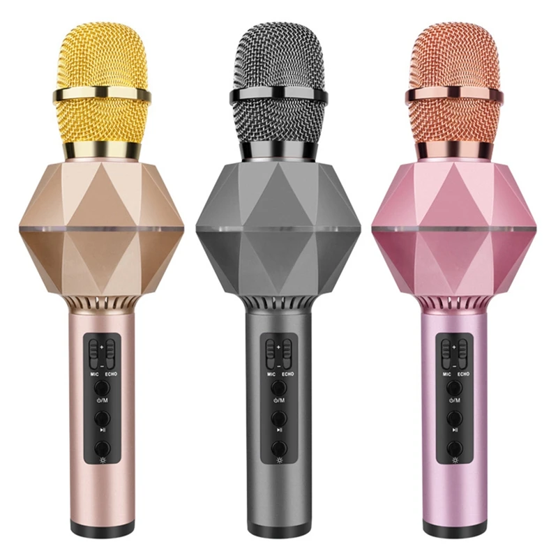 

Wireless Bluetooth Microphone Portable Condenser Microphone Karaoke Mic Dazzle Color Handheld Stereo Speake Mic