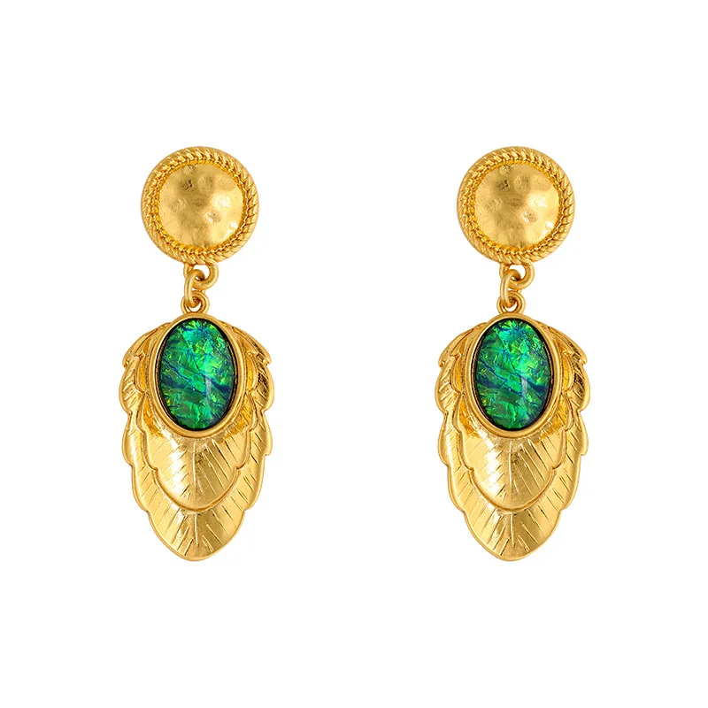 

European and American New Vintage Colorful Feather Exquisite Earrings