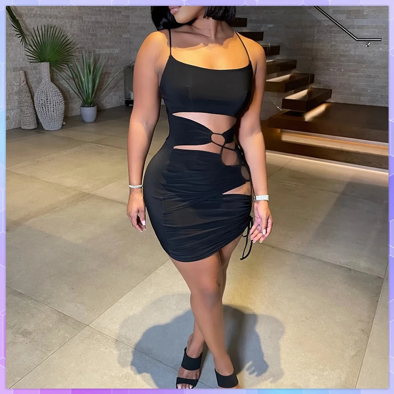 

Sexy Cut Out Bandage Mini Dresses Club Outfits For Women Backless Bodycon Dress Vestidos White Black Plus Size Платье Женское