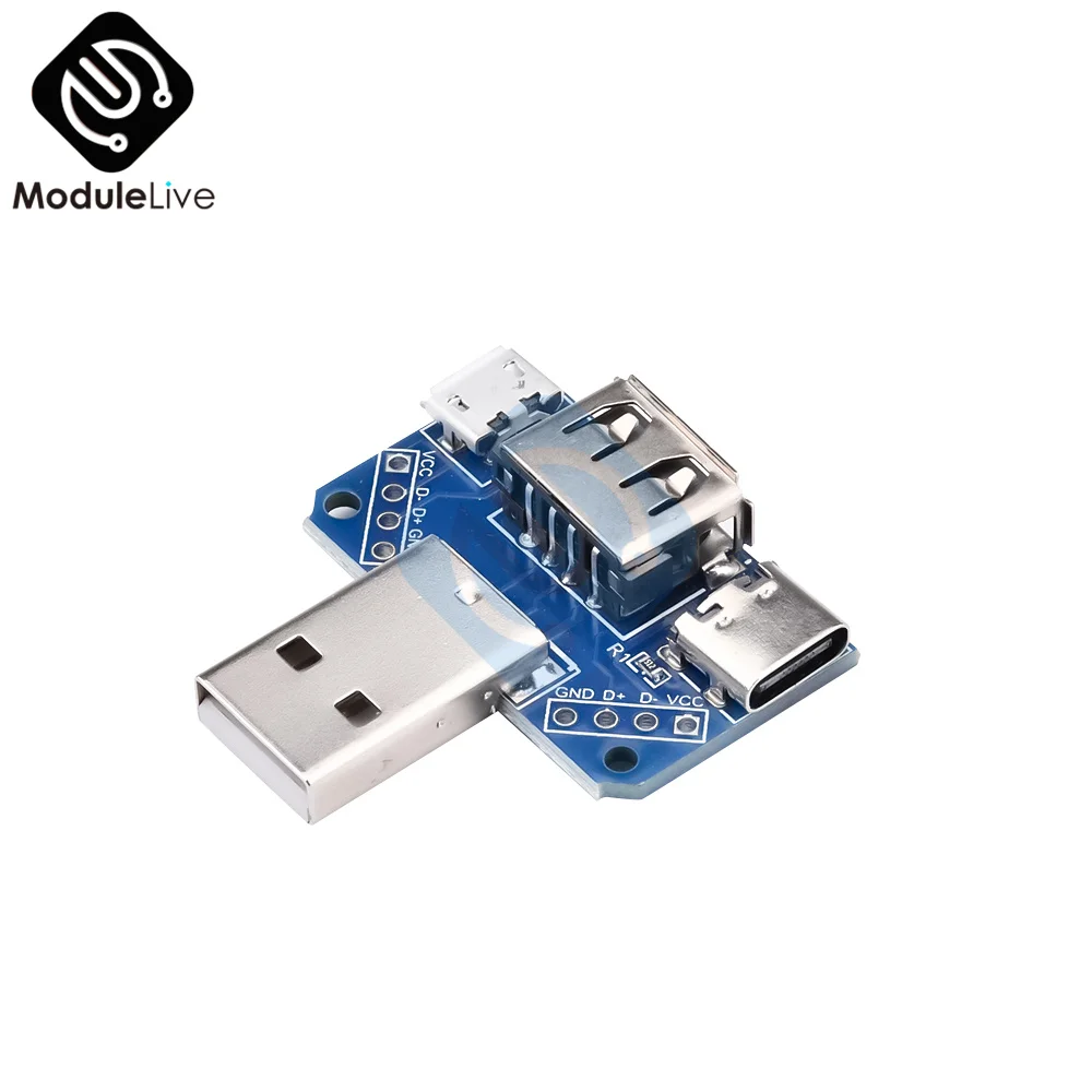 2.54mm 2.54 mm USB Converter Standard Female to Male Micro Type-C 4P 4Pins Terminal Adapter Board PCB |