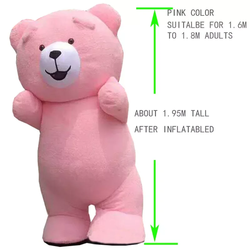 1,95 м Хэллоуинский надувной костюм медвежонка в качестве маскота для косплея на вечеринке, игры, рекламы и промоакций на открытом воздухе.