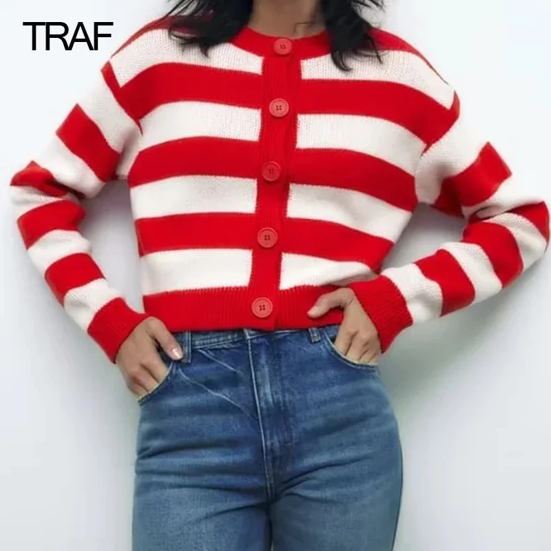 

Кардиган женский трикотажный в полоску, с длинным рукавом