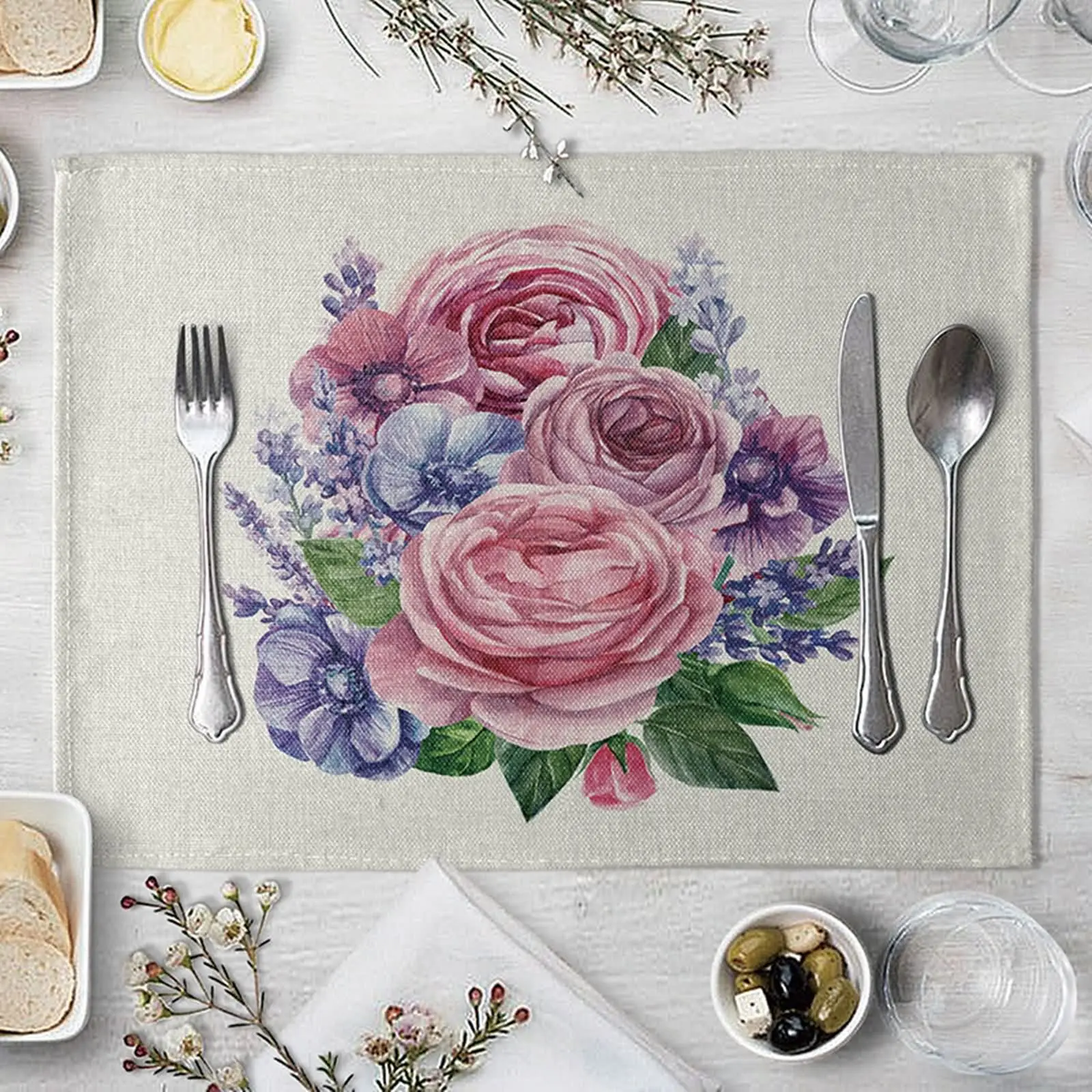 

Детский обеденный коврик, розовые и фиолетовые салфетки с сервировкой стола, набор квадратных салфеток, одна штука