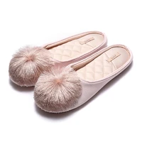 chic tassel pom pom women house slippers slip on comfort memory foam cotton shoes spring autumn bedroom ladies silk slides