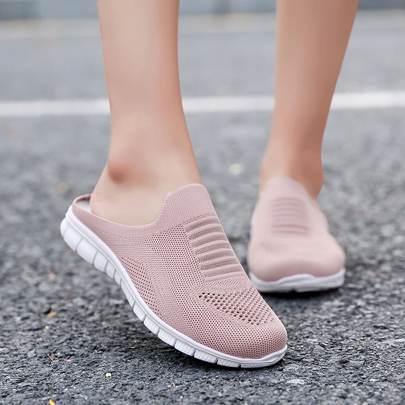 2021 Women Sandals Summer Shoes Half Slippers Flip Flops Mesh Breathable Shoes Sandals Clogs Shoes Woman Platform Mule Shoes 42