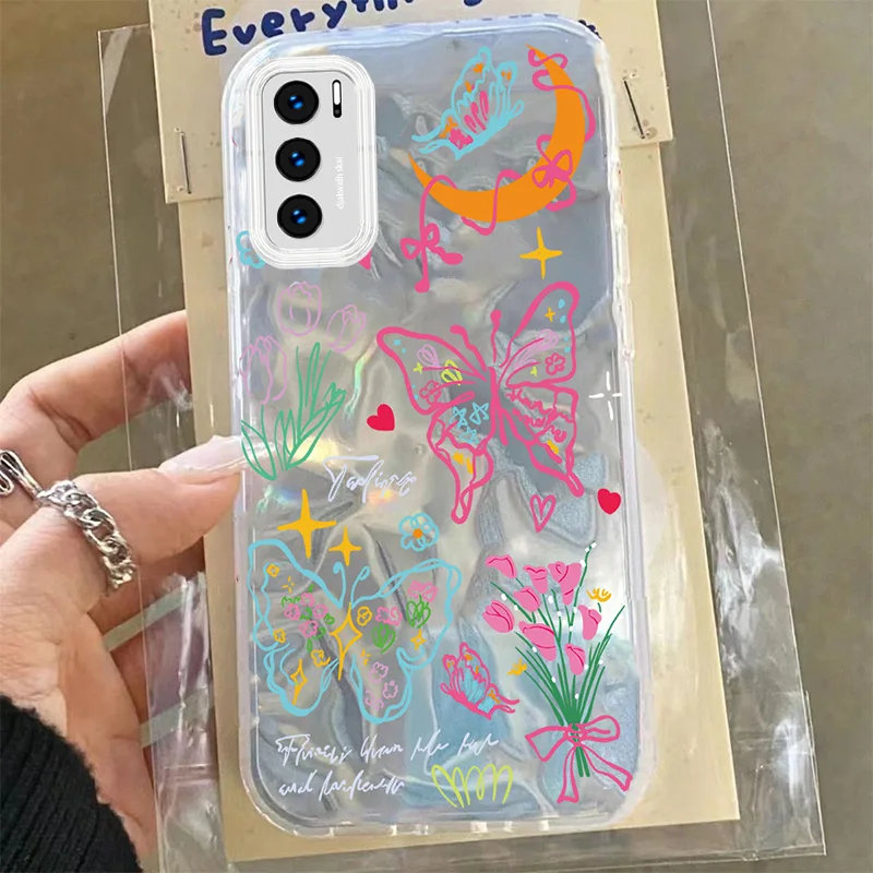 Чехол с рисунком бабочки для OPPO A16 A16S A17 A17K A54 A54S A76 A96 A74 A95 4G 5G Sweet Water Ripple Girl PC Чехлы