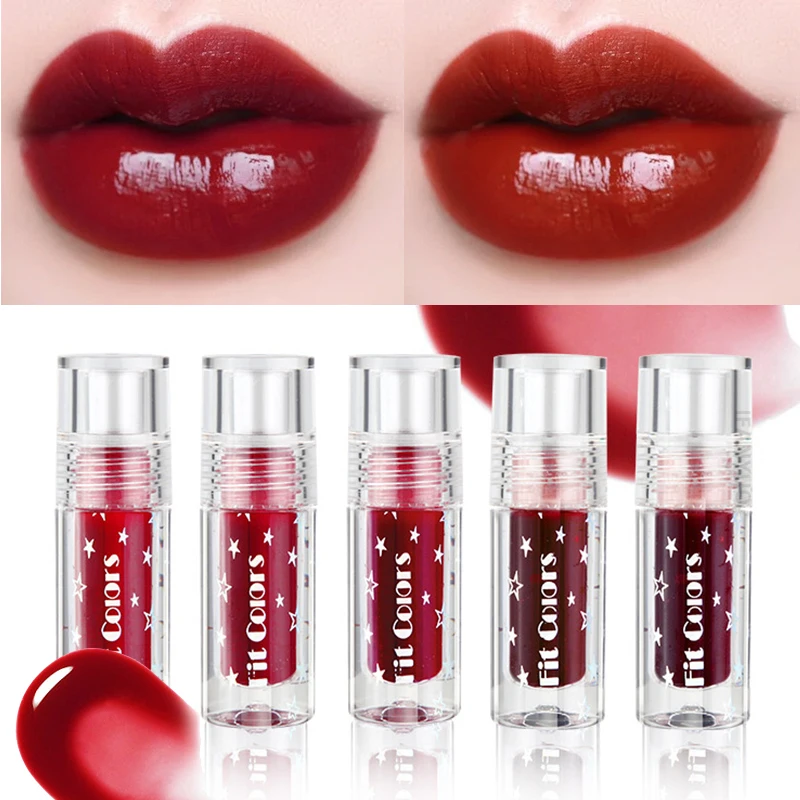 

5 Colors Mirror Lip Glaze High Gloss Moisturizing Sexy Red Lip Tint Lipstick Makeup Long Lasting Color Non-stick Cup Lip Gloss