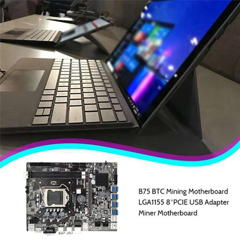 

8GPU B75 BTC материнская плата LGA1155 8xpcie USB3.0 случайный ЦП + SATA кабель + 4-контактный к SATA кабель + охлаждающий вентилятор + DDR3 4 Гб 1333 МГц ОЗУ