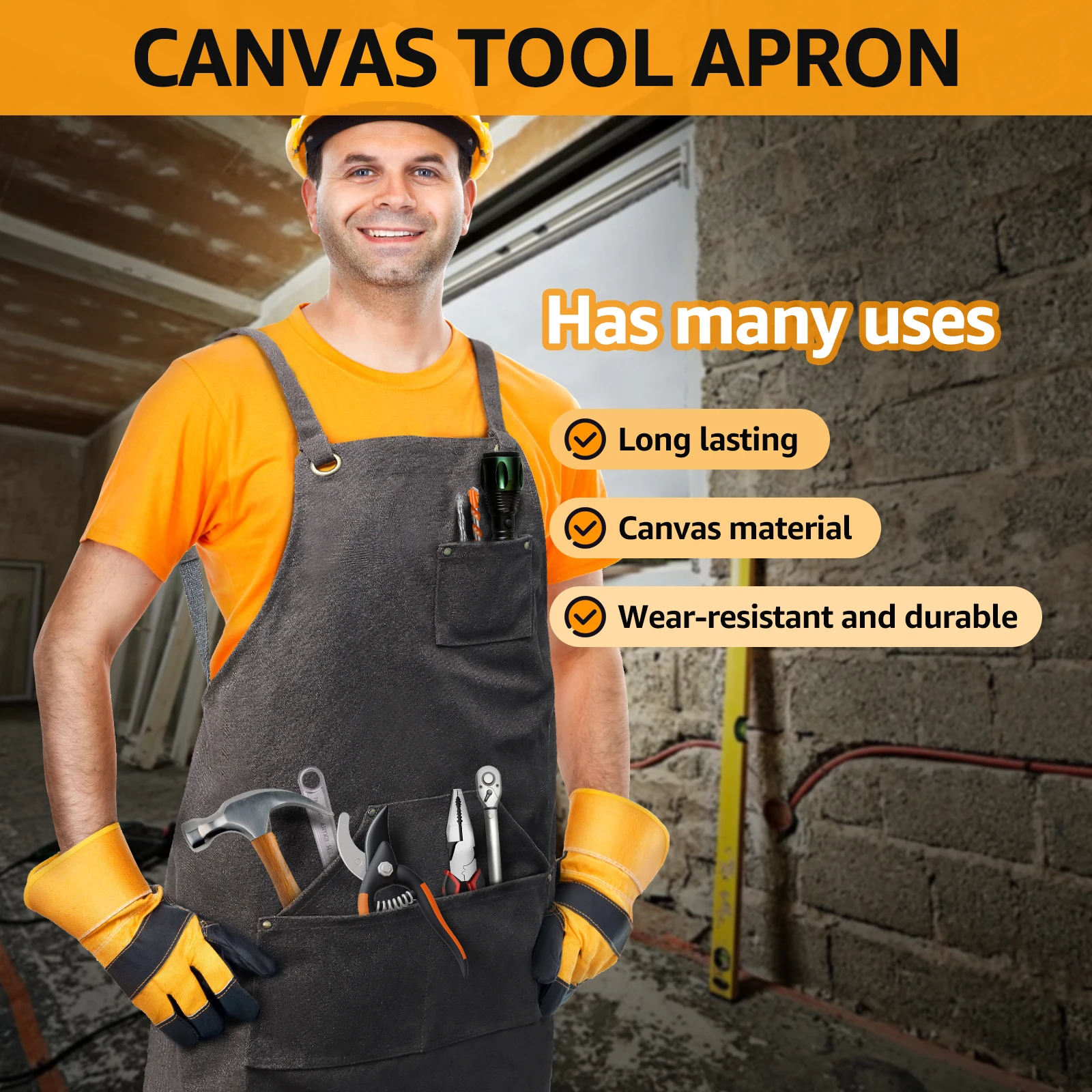 Мужской рабочий фартук для деревообработки дышащий льняной холст