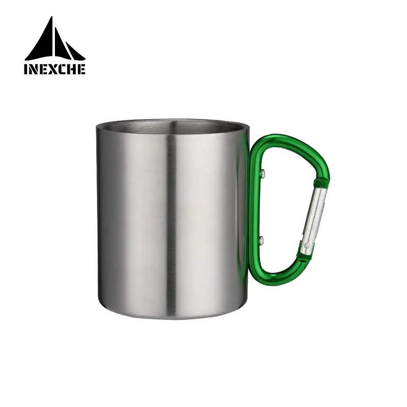 

200ml Stainless Steel Cup for Camping Traveling Outdoor Cup with Handle Carabiner Climbing Backpacking Hiking Portable Cups