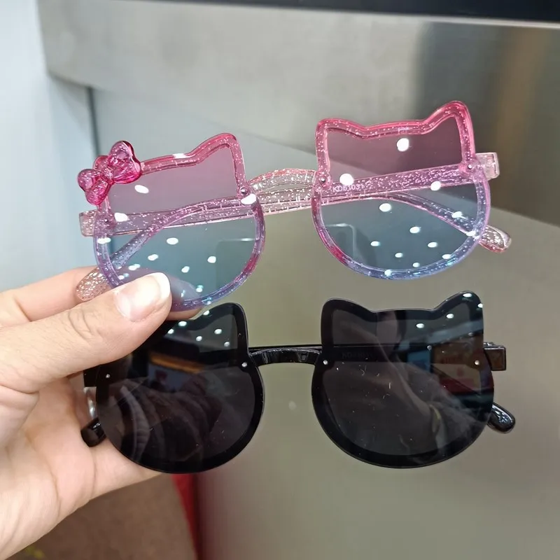 

New Children Cute Kitty Sunglasses Acrylic Bow Outdoor UV Protection Sun Glasses Baby Girls Classic Kids Boy UV400 Eyewear