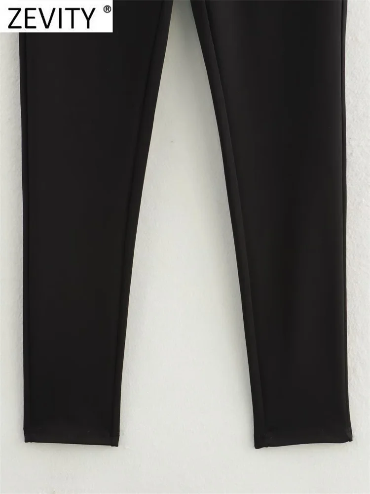 Zevity женские модные узкие брюки-карандаш с ромбовидными пуговицами брюки