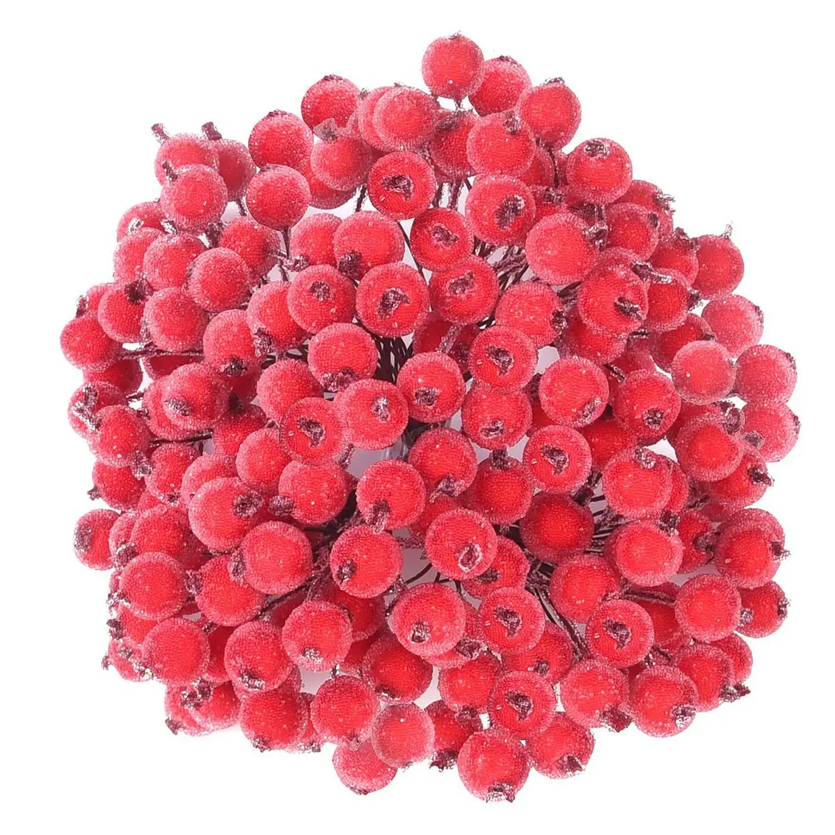 

320 искусственные матовые красные ягоды Падуба, Рождественские Мини-фрукты, ягоды, цветы для рождественской елки, украшение, изготовление гирлянды