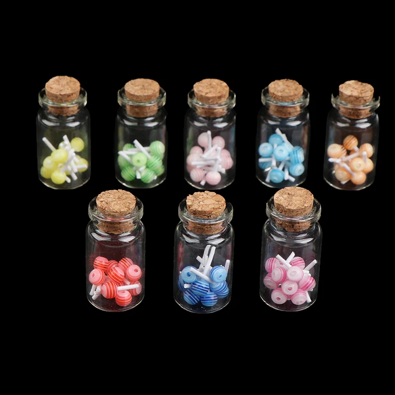 

Kawaii For Doll House Kitchen Furniture Toys Accessories Miniature Food Dessert Sugar Mini Lollipops With Jar Candy