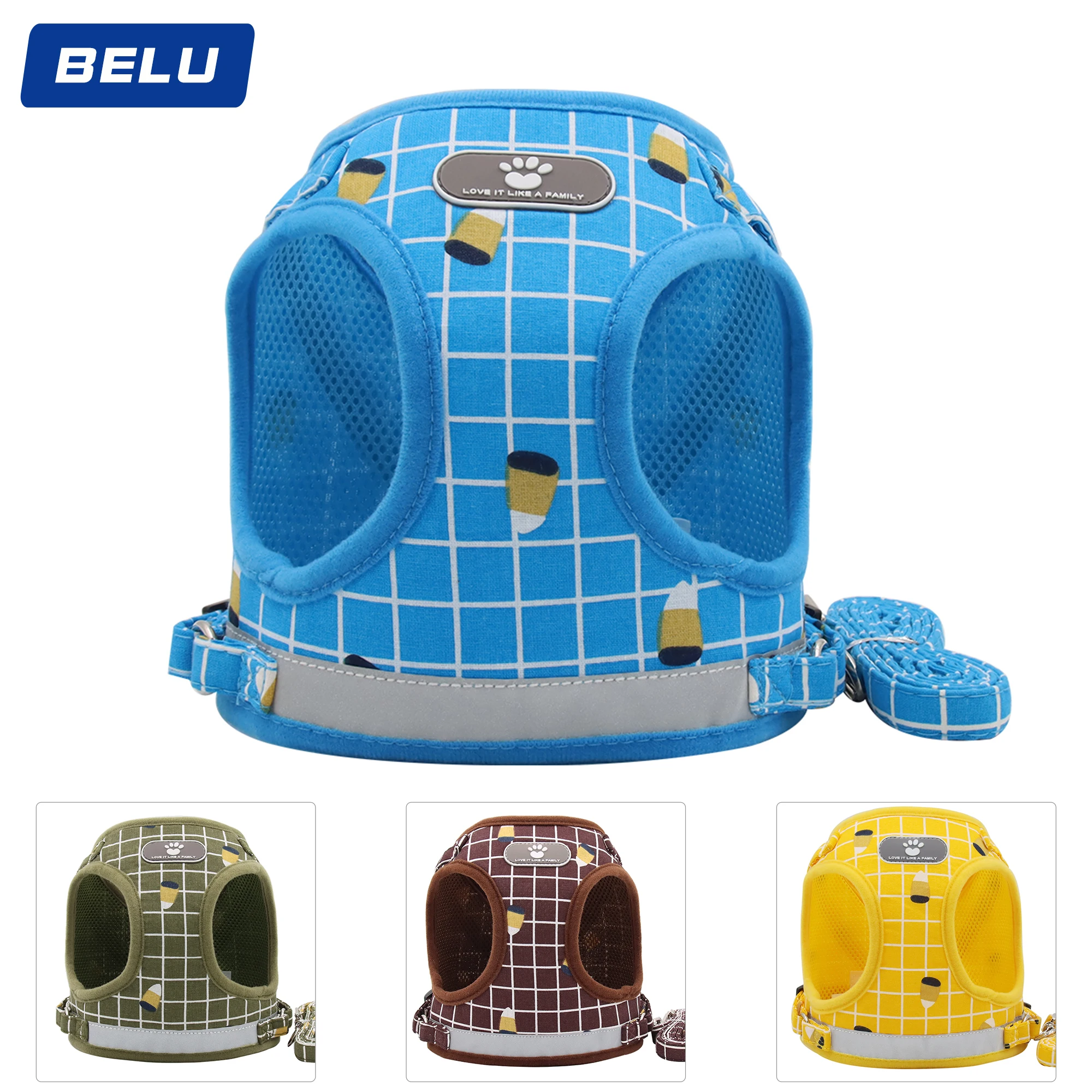 

Шлейка-поводок для собак, жилет для кошек, Мопсов, поводок для прогулок, аксессуары для прогулок, собаки, ZY1012