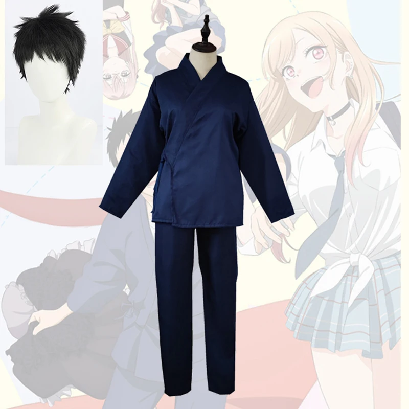 

Anime Wakana Gojou Cosplay Costume Blue Kimono Wig Anime My Dress-Up Darling Cosplay Halloween Party Outfits