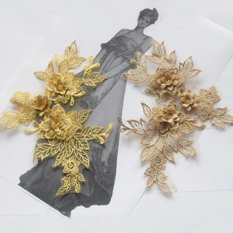 

1Pcs 3D Flowers Lace Applique Imitation Pearl Tulle Embroidery Patches DIY Sewing Lace Collar Decor Clothes Applique Accessories