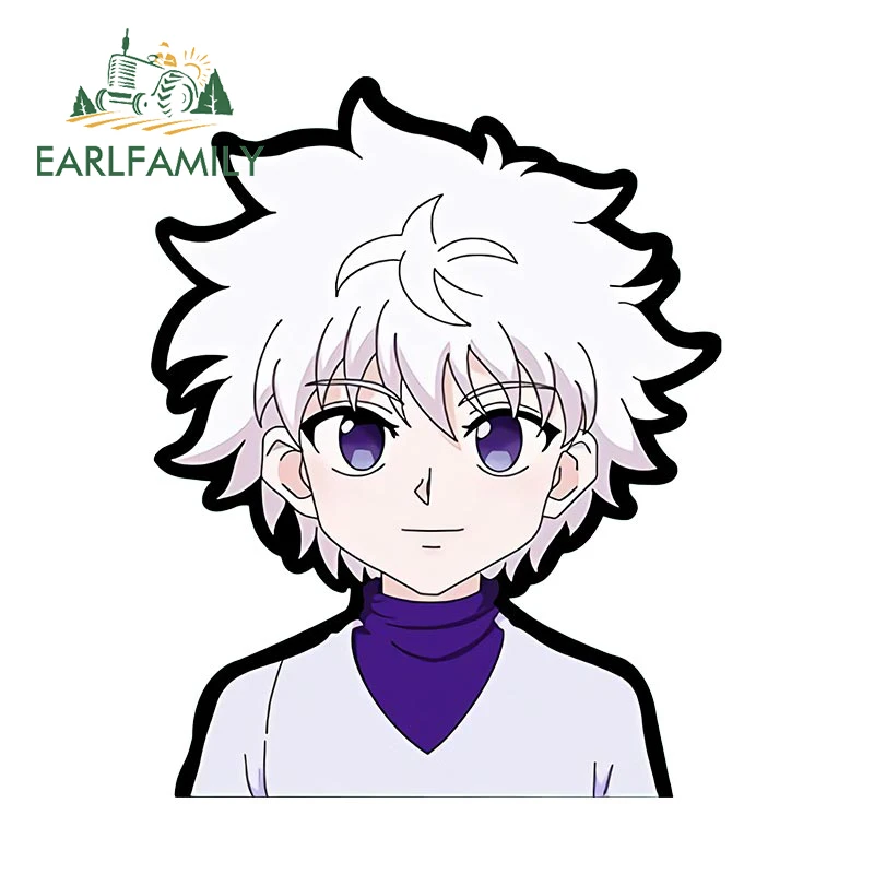 Фото EARLFAMILY Killua Zoldyck Peek, автомобильная наклейка, аниме HUNTER × HUNTER, Виниловая наклейка Chibi с большой головкой, задняя наклейка для граффити JDM №3