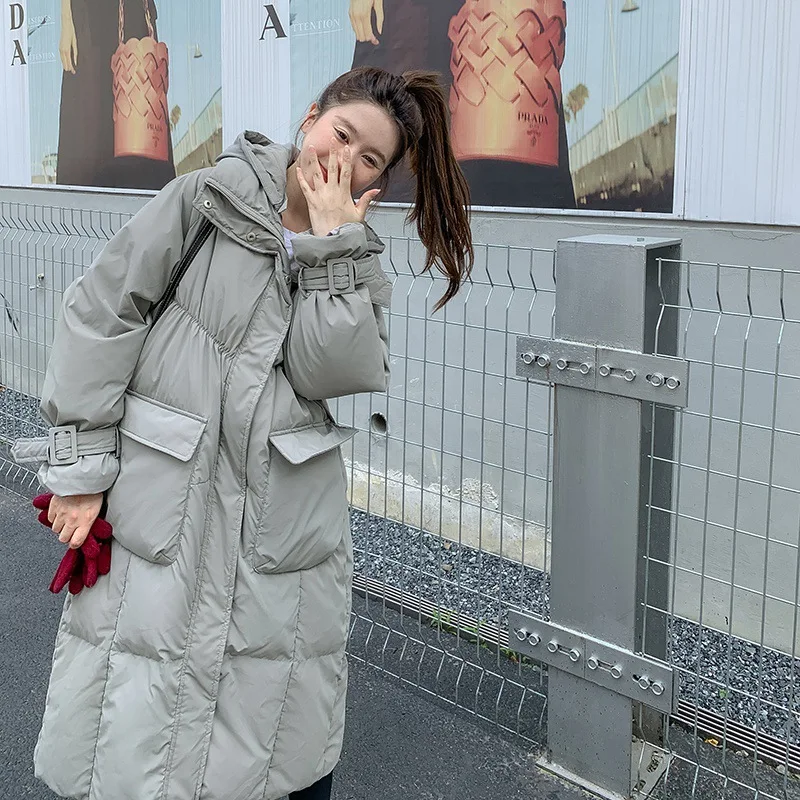 Winter Women's Cold Coat Parkas Long Hooded Padded Jacket Super Hot Coat Korean Fashion Loose Big Pocket Cheap Wholesale New