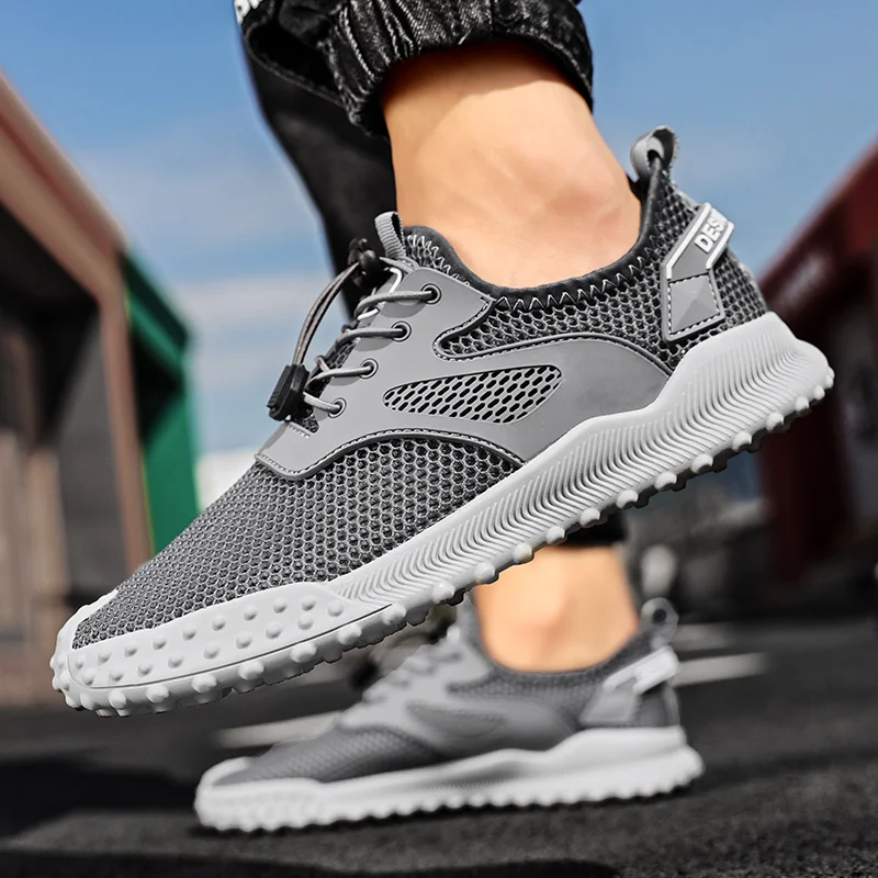 Men's Casual Sports Golf Shoes Summer Hollow Gray Beige Breathable Golf Sneakers Grass Walking Non-Slip Training Golf Shoes