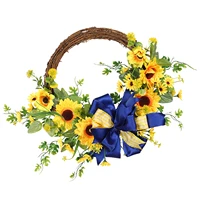 15 7 inch spring artificial suower wreath flowers garland with linen bow artificial flower summer wreaths with linen bow for