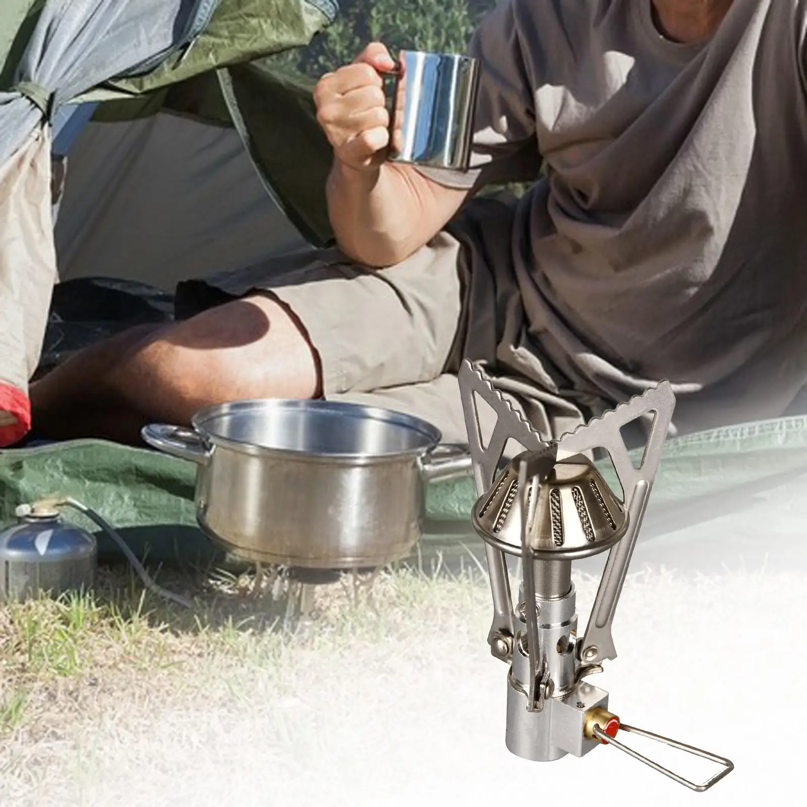 

Foldable Camping Gas Furnace Ultralight Windproof Durable Mini Cookware Furnace Burner for Backpacking Outdoor Cooking Camping