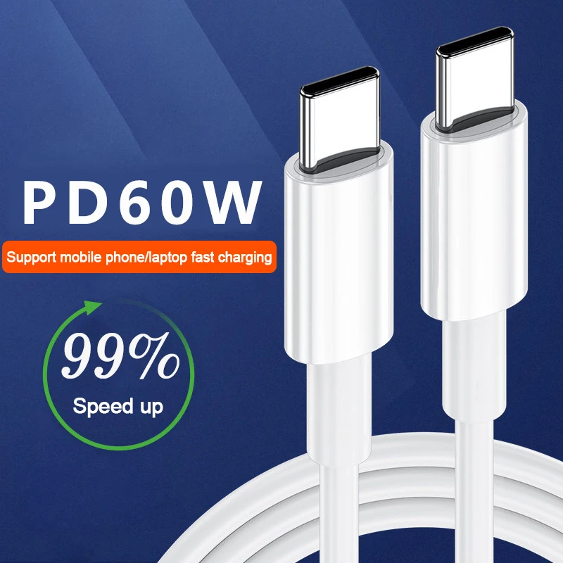 

PD USB C To USB C Type Cable 60W Fast Charging Phone Charger Cable for Huawei Samsung MacBook Pro Xiaomi USB Cable